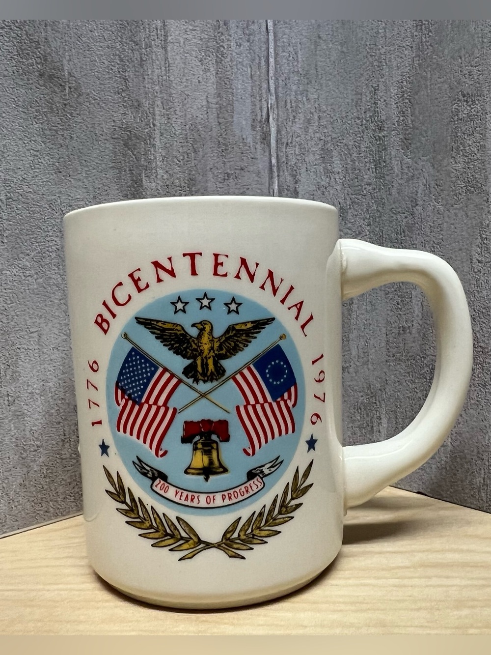 Vintage 1976 Bicentennial Pioneer Vending Promotional Ceramic Coffee Mug